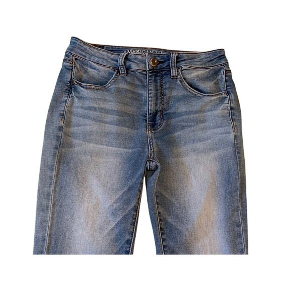 American Eagle Women Jeans Size 4R 28x26 Hi-Rise Jegging Crop Blue Light Wash - Picture 2 of 12